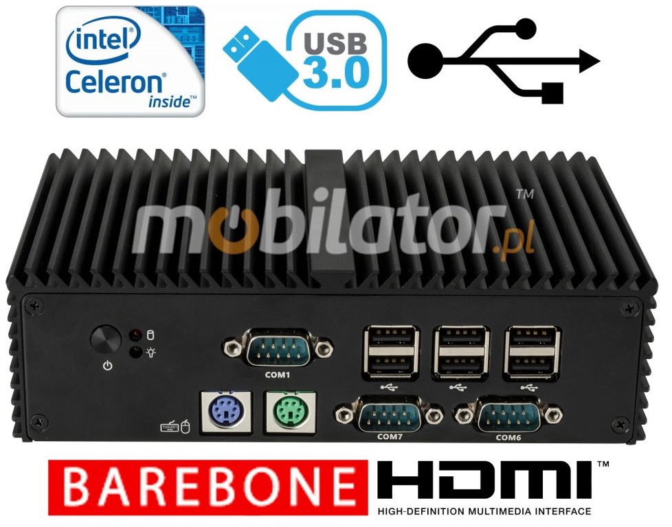 Bezwentylatorowy Komputer Przemysowy MiniPC mBOX Q190X - PS/2 Barebone