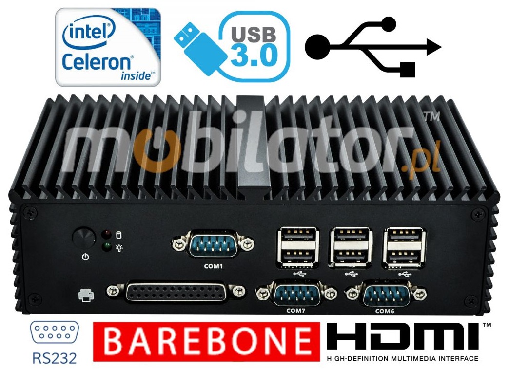 Bezwentylatorowy Komputer Przemysowy MiniPC mBOX Q190X - LPT Barebone