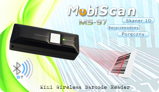 MobiScan  MS97 Bluetooth 2.0 / 4.0 MOBISCAN MS-97 Skaner 1D Bezprzewodowy Bluetooth 2.0 Porczny MobiSCAN  Kompatybilny Windows Android IOS mobilator.pl New Portable Devices Mobilne Skanery kodw kreskowych MINI