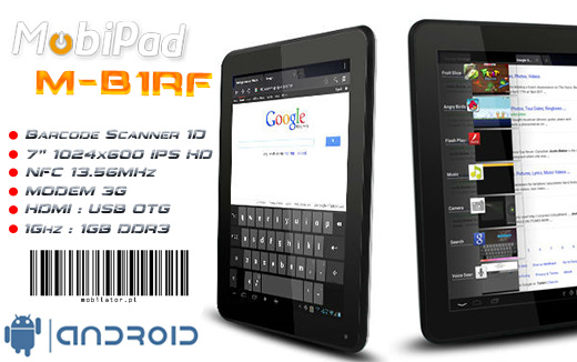 tablet 7 cali mobipad m-b1rf barcode scanner ips hd modem 3g