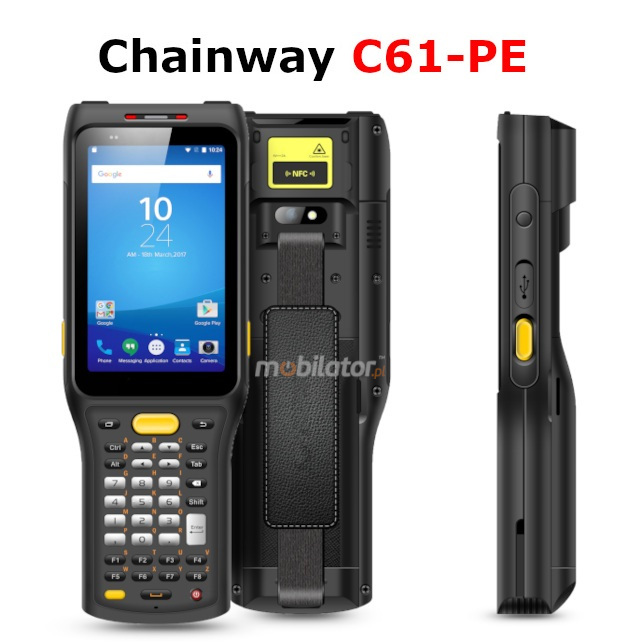 Chainway C61-PE v.6 wstrzsoodporny przemysowy wytrzymay odporny smartfon NFC 4G IP65 skaner kodw kreskowych 2D Zebra