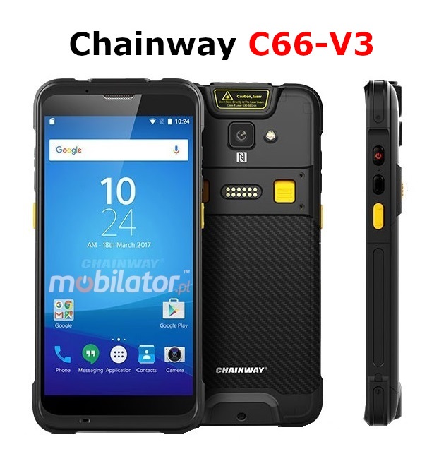 Chainway C66-V3 v.8 wstrzsoodporny przemysowy wytrzymay odporny smartfon NFC 4G IP65 skaner kodw kreskowych 2D Honeywell UHF Indy Impinj R2000