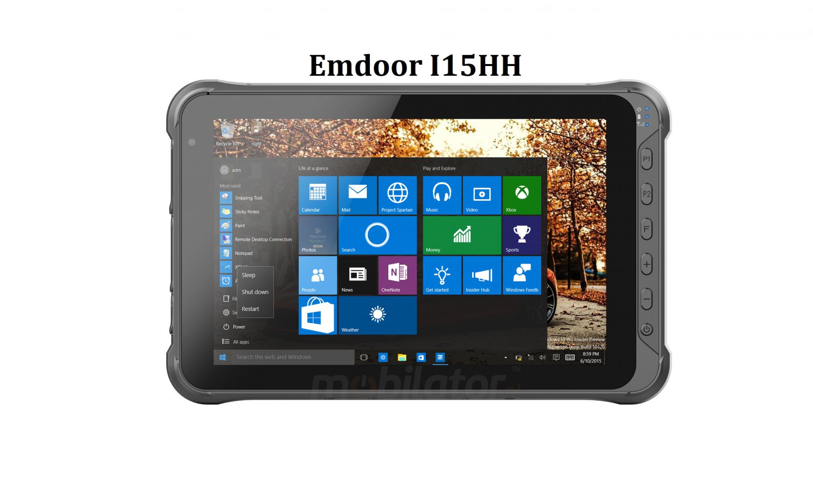 Emdoor I15HH v.7 - Wodoodporny 10-calowy tablet z czytnikiem kodw kreskowych 2D Honeywell, norm IP65 + MIL-STD-810G,4GB RAM, dyskiem 64GB ROM, BT4.2 i UHF RFID 