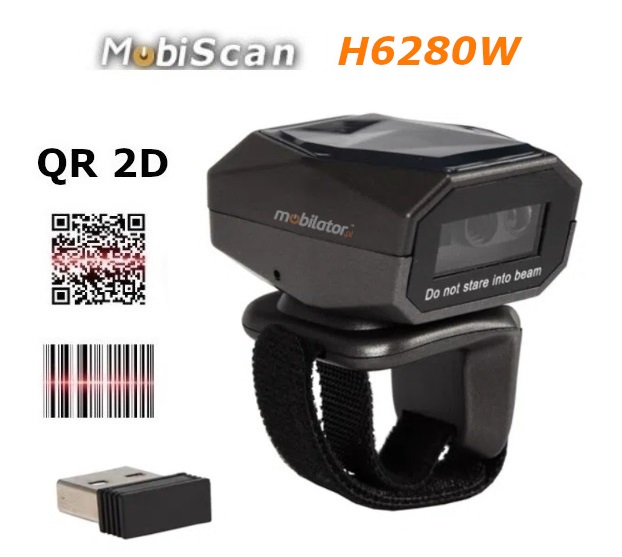 MobiScan H6280W czytnik kodw kreskowych na palec skaner piercionkowy (1D/2D) + czytnik radiowy RFID NFC, poczenie Bluetooth