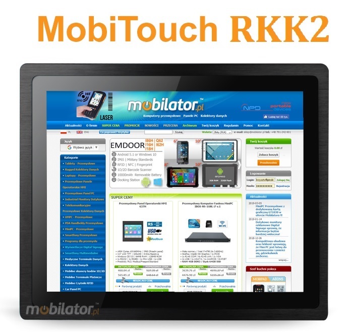 MobiTouch 116RKK2 - 11.6 cala dotykowy przemysowy komputer panelowy z systemem Android 7.1, IP65 na cz przedni obudowy, zcza: COM*2, HDMI*1, USB*2, 1*RJ45, DC12V, Audio*1