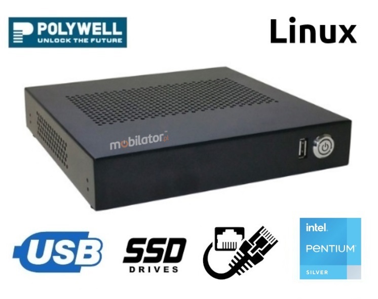 Polywell-J5040AEL2 Pentium may niezawodny szybki i wydajny mini pc Linux SSD