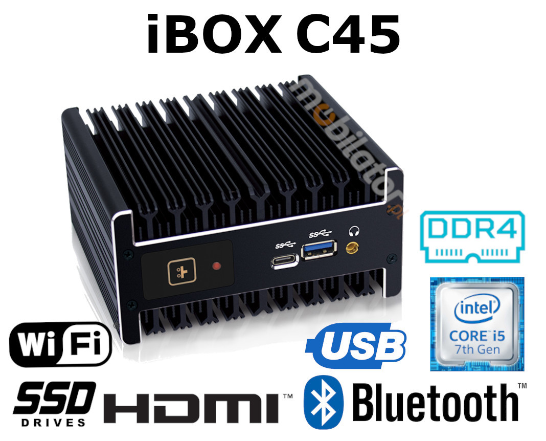 iBOX C45 v.6 - odporny miniPC z procesorem Intel Core, zczami USB 3.0, RJ-45, mini DP, WiFi, HDMI oraz pamici 32GB RAM i 512GB SSD M.2