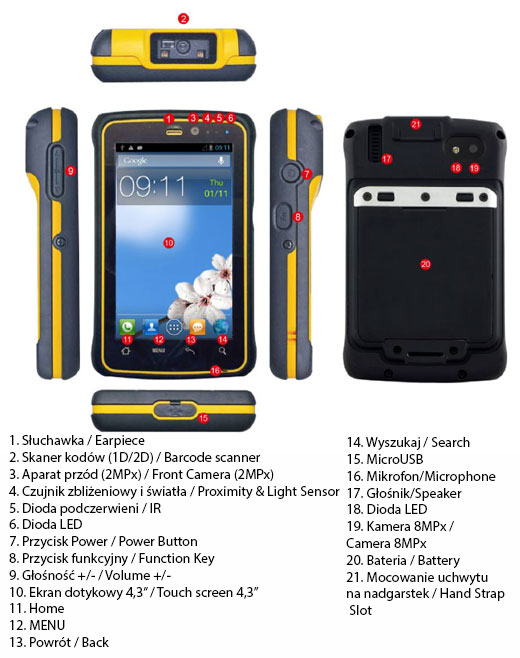 winmate e430Rm4 android 4.2 tablet przemysowy kolektor danych umpc mobilator.pl