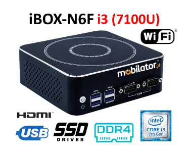 IBOX-N6F i3 (7100U) v.2 - Przemysowy Mini PC z bezwentylatow obudow (2xLAN + Display Port + HDMI + WiFi)
