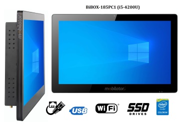 BiBOX-185PC1 (i5-4200U) v.4 - 18.5 cali, IP65, metalowy wzmocniony panel - przemysowy komputer dotykowy - rozszerzenie SSD, 8GB RAM