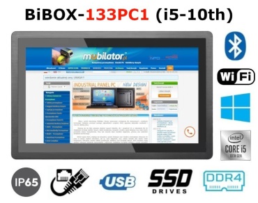 BiBOX-133PC1 (i5-10th) v.7 - Komputer dotykowy dla wymagajcych z Licencj Windows 10 PRO, dyskiem SSD 128 GB, Bluetooth i odpornoci IP65