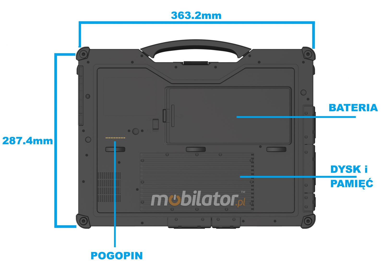 Emdoor X14A wstrząsoodporny przemysłowy laptop Windows 11 IP65 Intel SSD