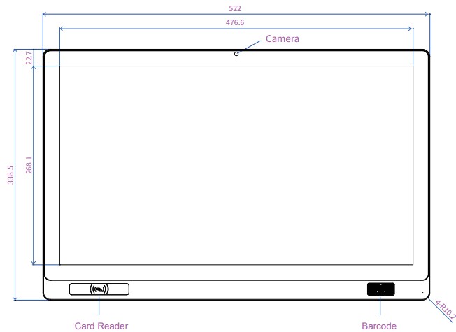 Mobitouch 215W-LF+2D Przemysłowy komputer panelowy wymiary produktu