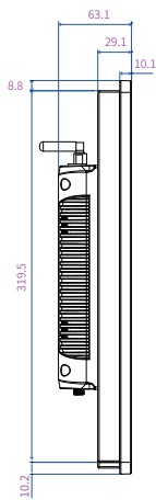 Mobitouch 215W-LF+2D Przemysłowy komputer panelowy wymiary produktu