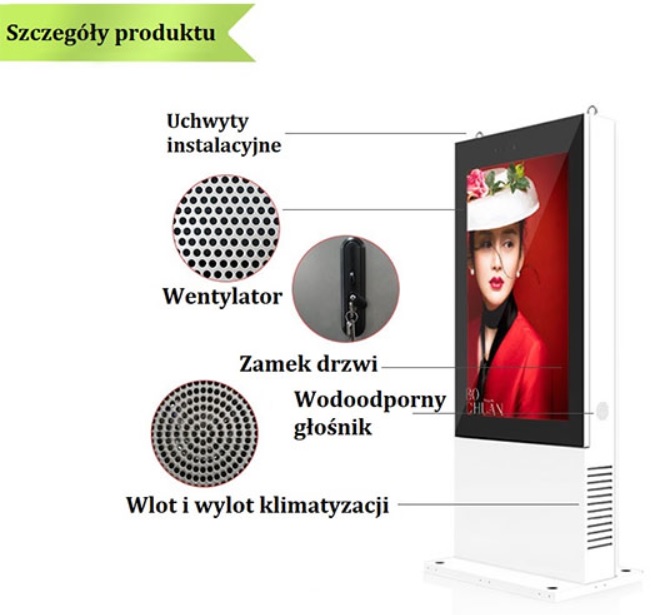 nomobi trex 43 cale Uchwyty instalacyjne Wentylator Zamek drzwi Wodoodporny głośnik Wlot i wylot klimatyzacji