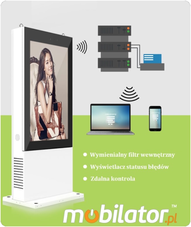 NoMobi Trex 43 cale totem zewnętrzny oprogramowanie zarządzanie treścią