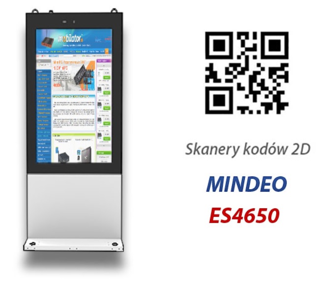 NoMobi Trex 43 cale totem zewnętrzny z wbudowanym skanerem kodów 1D 2D Mindeo