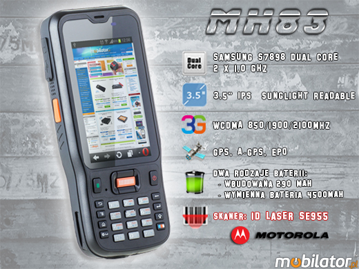 Przemysowy Kolektor Danych MobiPad MH83 RUGGED DATA COLLECTOR MH-83 rfid LF HF 3g wcdma gsm 1d barcode scanner czytnik kodow kreskowych 1d 2d