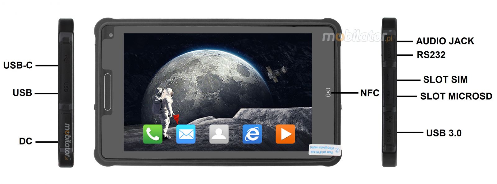 MobiPAD 8TS-5A - Wodoodporny tablet przemysowy z Android 11, ekranem Full HD 8 cali, 6GB RAM, 128GB ROM, omiordzeniowym procesorem 2.0GHz, LTE, norm IP65, Bluetooth, idealny dla logistyki i magazynw