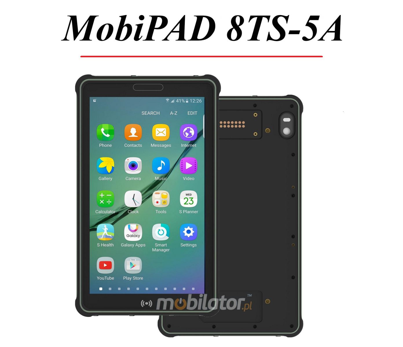 MobiPAD 8TS-5A - Wytrzymay tablet z Androidem 11, ekran 8 cali Full HD 1920x1200, NFC, procesor 8-rdzeniowy 2.0GHz, Skaner 2D Newland N1, 4GB RAM, 64GB ROM, 4G LTE, norma IP65, odporny na upadki i wod, idealny na magazyn i do logistyki