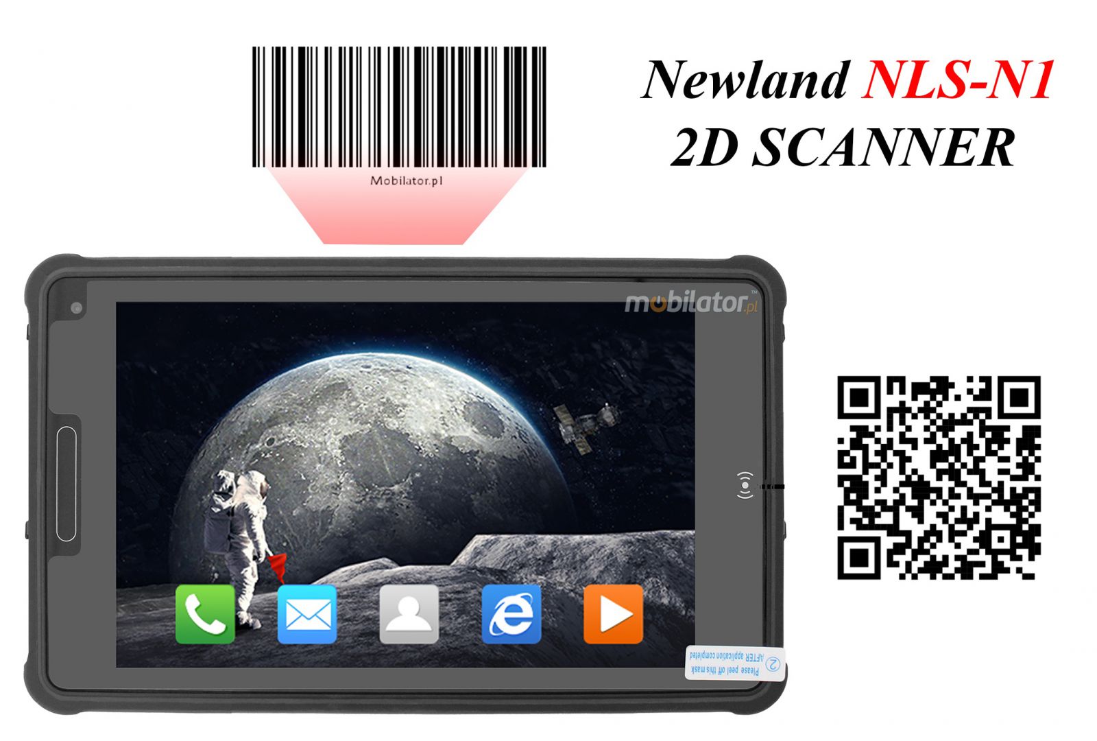 MobiPAD 8TS-5A - 8-calowy ekran Full HD, Android 11, NFC, GPS wysokiej precyzji, 4GB RAM, 64GB ROM, procesor 8x2.0GHz, Skaner 2D Newland N1, norma IP65, odporny na wod i py, WiFi, Bluetooth, LTE, Czytnik linii papilarnych