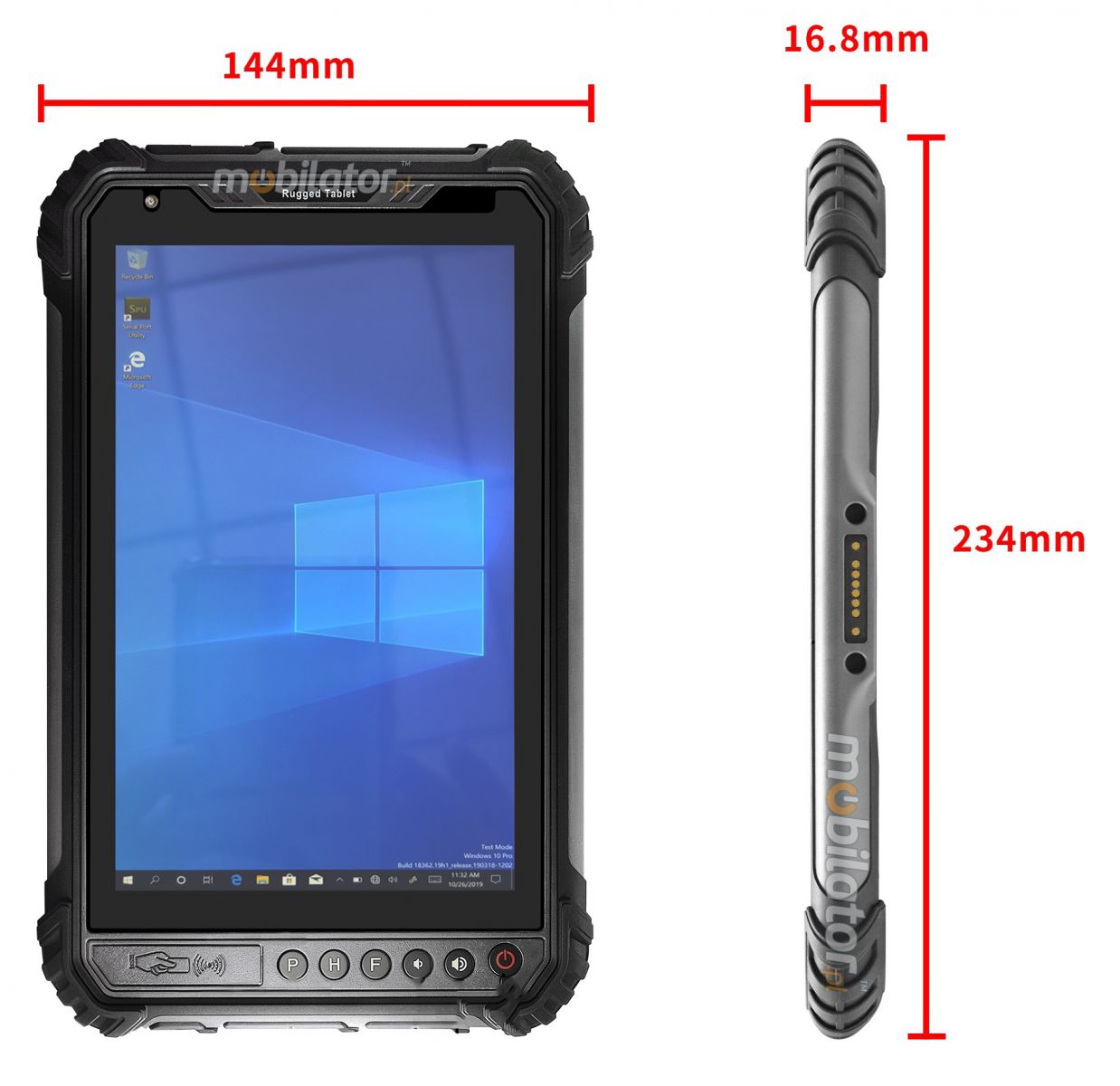 MobiPAD 9TS-J - funkcjonalny tablet przemysowy z ekranem 1000 nits, GPS wysokiej precyzji, UHF RFID 3-4 metry, NFC, skaner 2D Newland N1, czytnik linii papilarnych, procesor Intel Celeron N4500 2x2.8GHz, Windows 10, 4GB RAM, 64GB ROM, IP65