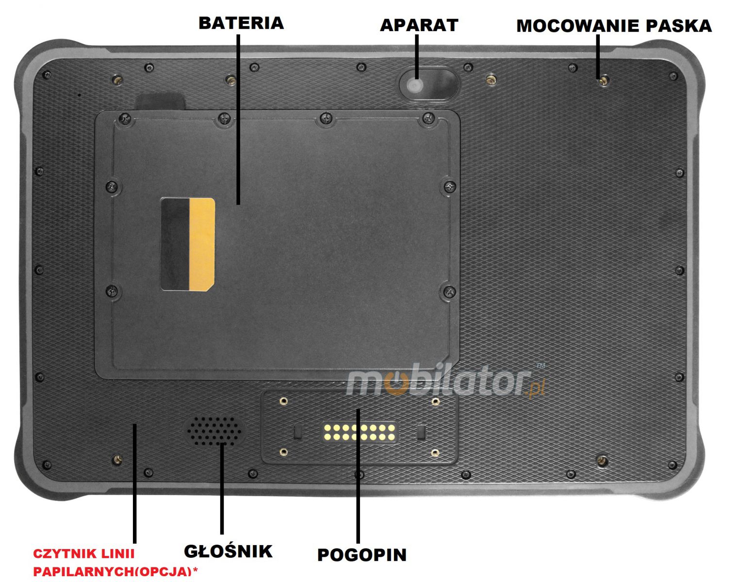 MobiPAD A311-T - wodoodporny tablet dla logistyki, 10.1-calowy wywietlacz 1920x1200, Android 10, 450 nits jasnoci, 8-rdzeniowy procesor 2.0GHz, 8GB RAM, 256GB ROM, obsuga NFC, 5G, GPS, Bluetooth 5.0, kamery 5mpx/13mpx, USB 3.0, port RJ45