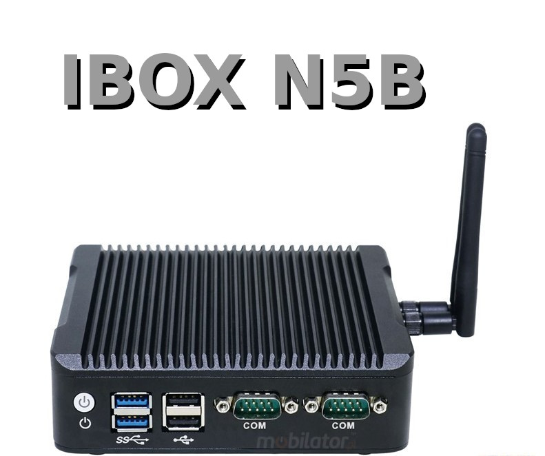 IBOX N5B v.1 - Odporny miniPC BAREBONE z czterordzeniowym procesorem Intel Celeron, portami 2x USB 2.0, 2x USB 3.0, 2x RS232 oraz 2x LAN