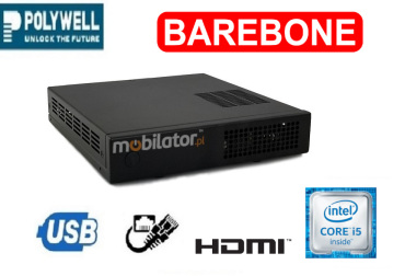HyBOX H3D - Celeron Barebone - Metalowy MiniPC przemysowy idealny do magazynw z 2x portami LAN, 4x USB, 2x HDMI, 2x COM, Audio, DisplayPort - Wi-Fi w standardzie (3 LATA GWARANCJI)